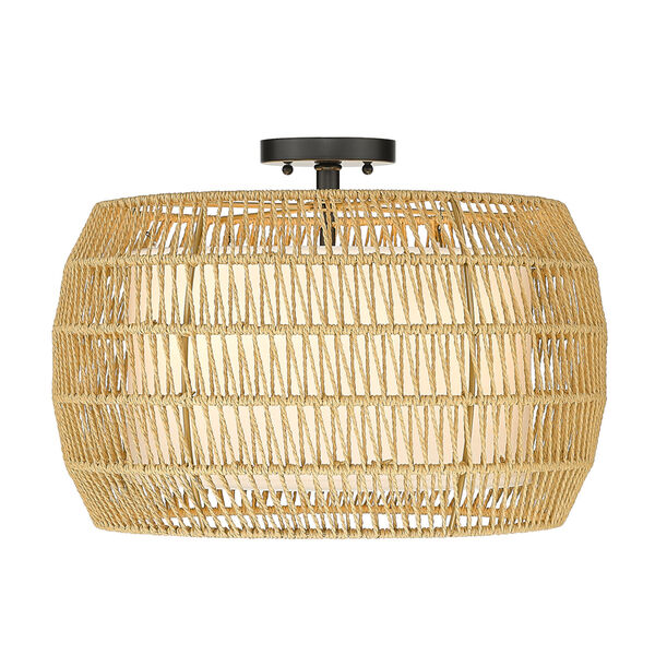 Everly Four-Light Semi Flush with Natural Rattan Shade, image 2